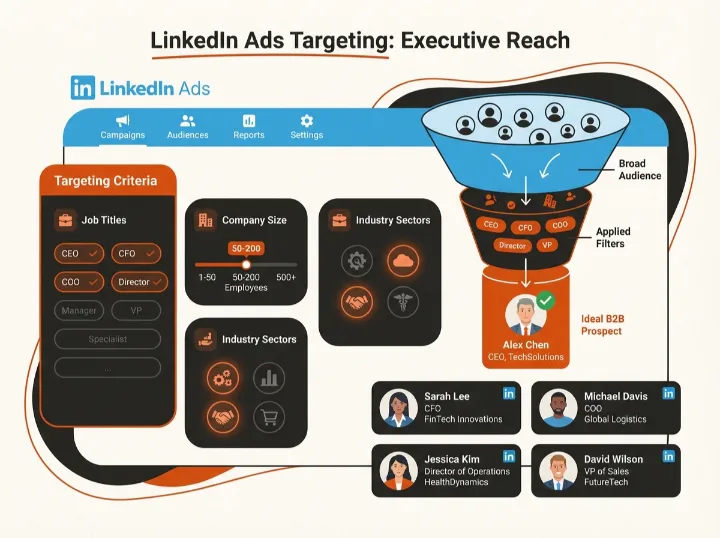 Ciblage linkedin ads par fonction, entreprise et secteur