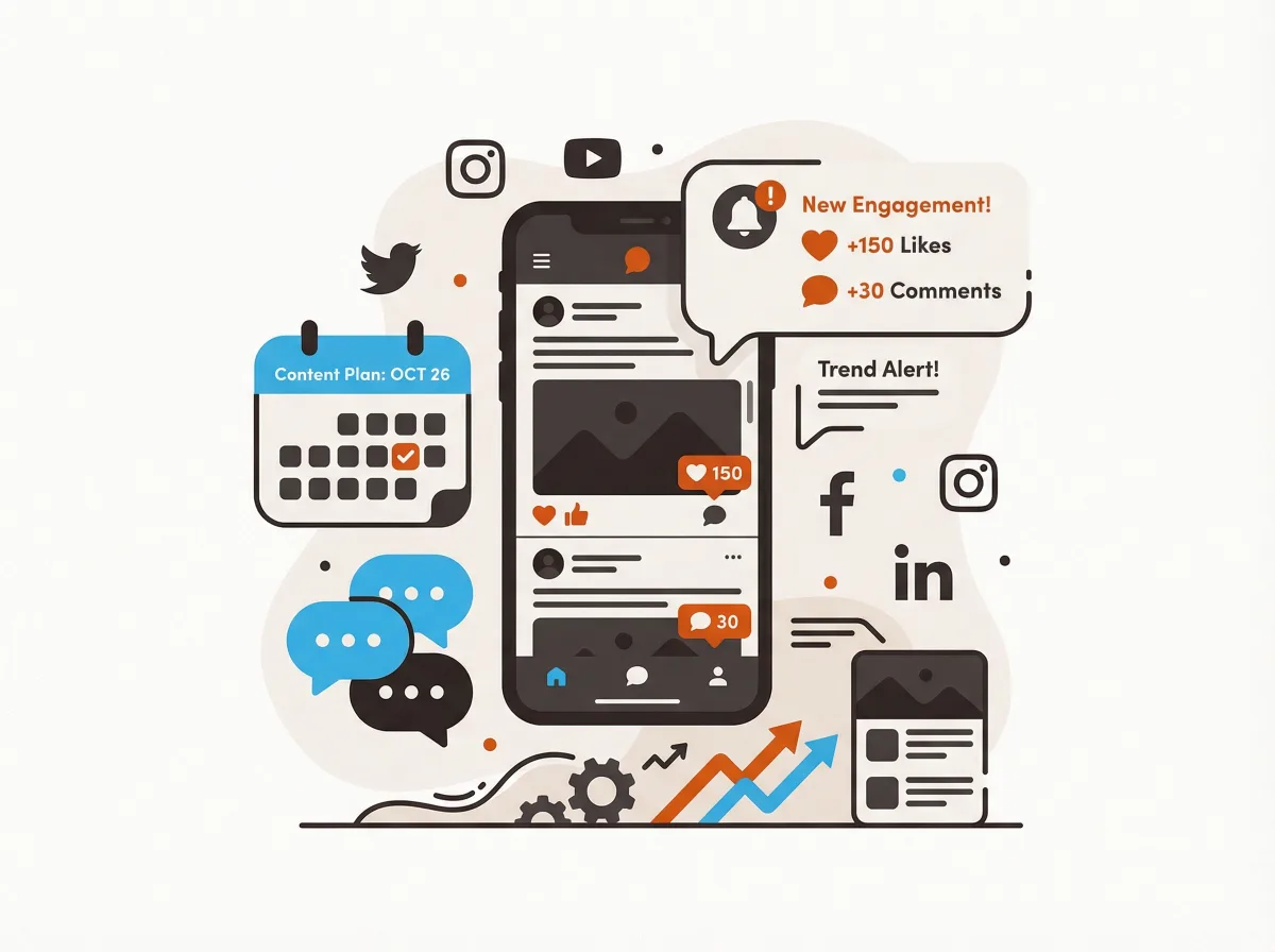 Community management - gestion professionnelle des réseaux sociaux avec notifications et engagement bumtech