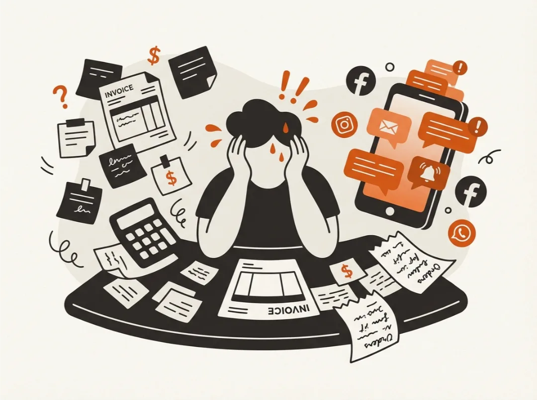 Entrepreneur débordé par la gestion manuelle des ventes sans site e-commerce