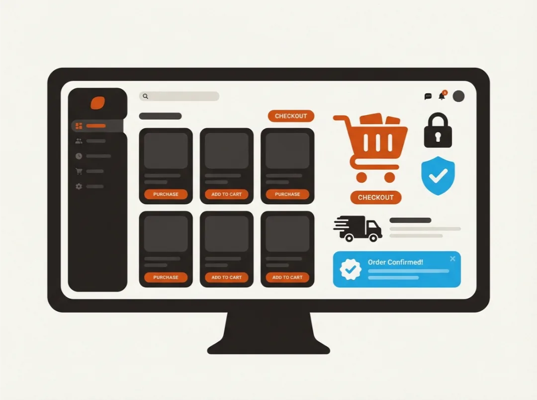 Boutique en ligne professionnelle avec tableau de bord e-commerce simplifié