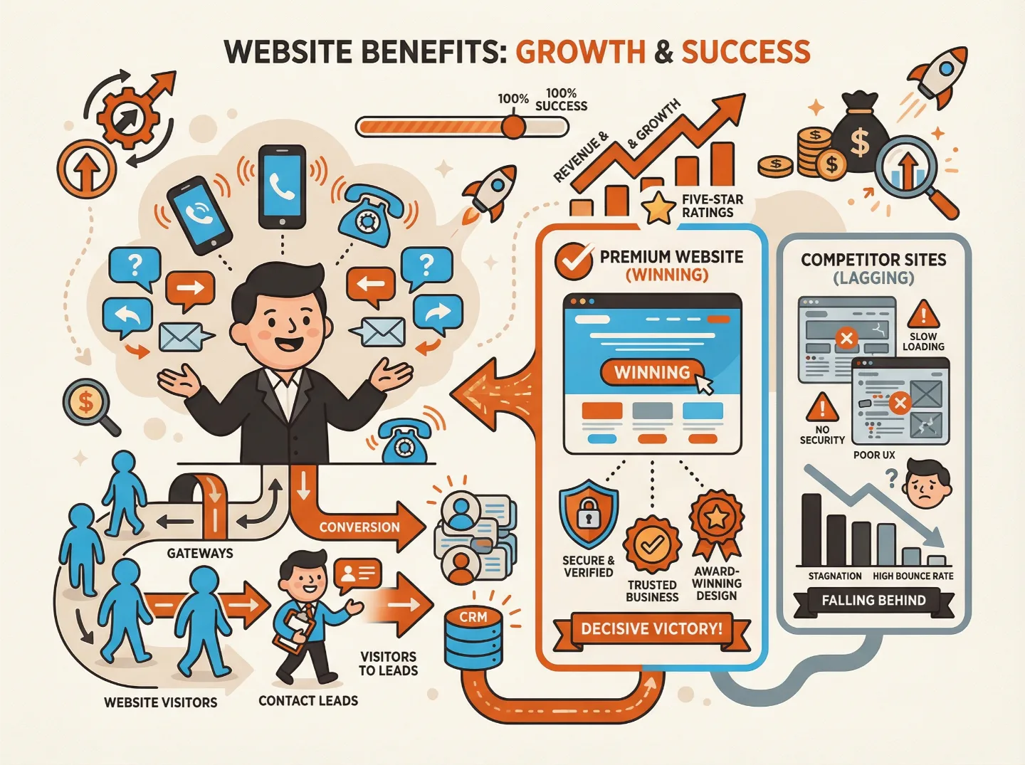 Bénéfices site vitrine premium - confiance clients et conversions