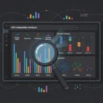 Tableau de bord seo comparant les positions, backlinks et mots-clés de plusieurs sites concurrents