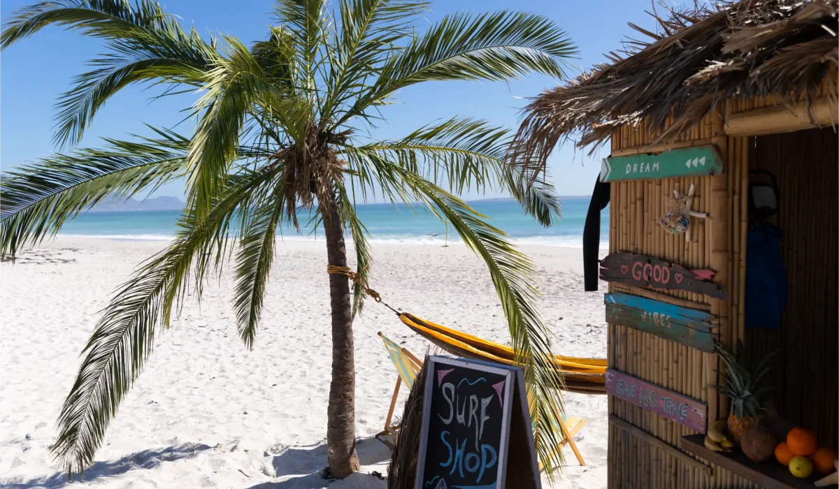 Surf shop en bord de plage
